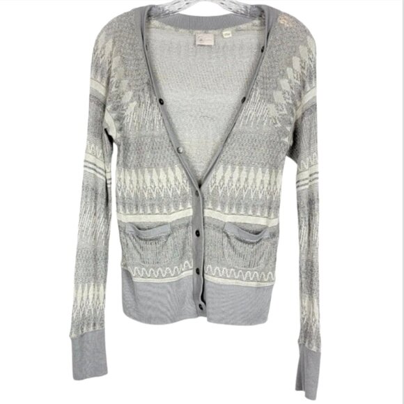 Anthropologie Postmark Womens Etched Frost Cardigan XS Silver Lightweight Sheer - Picture 1 of 11